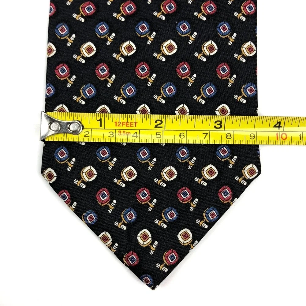 Brooks Brothers Tie Men's 100% Silk Black Elegant Foulard Geometric Necktie